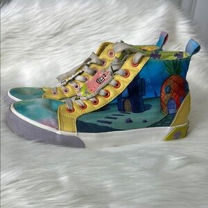 Artistic Yellow and Blue High-Top SpongeBob SquarePants Sneakers
